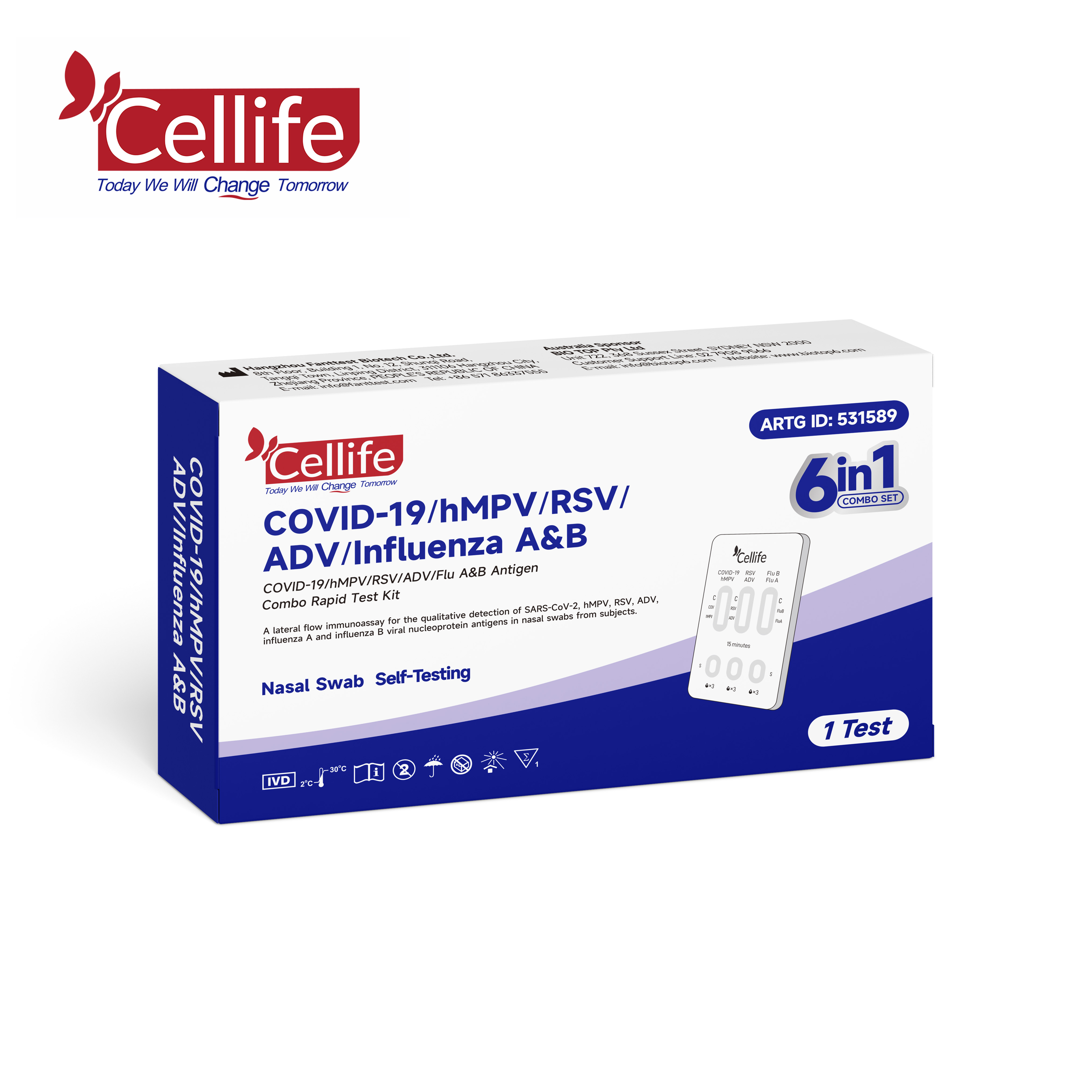 cellife_COVID-19/hMPV/RSV/ADV/Flu A&B Antigen Combo Rapid Test Kit